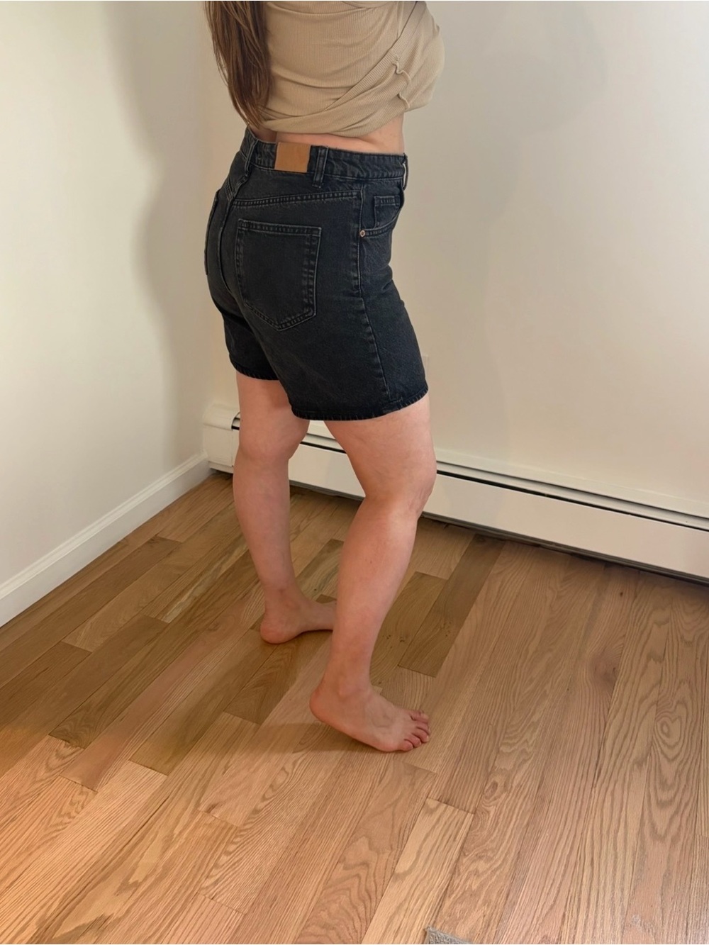 ZARA Black Denim Bermuda Shorts – Size 10